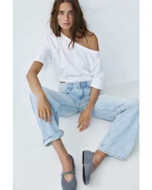 Pull&Bear Leather Ballerinas - Blue