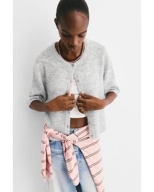 Pull&Bear Knit Short Sleeve Cardigan - Multicolour