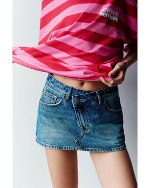 Pull&Bear Cross-Waist Denim Skort - Pink