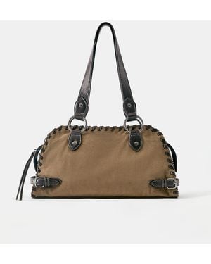 Pull&Bear Contrast Shoulder Bag - Metallic