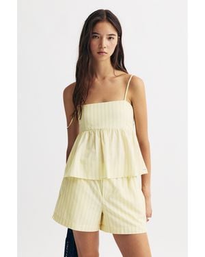Pull&Bear Striped Poplin Top - Natural