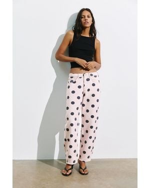 Pull&Bear Polka Dot Barrel Jeans - White