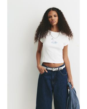Pull&Bear Swan Graphic T-Shirt - Blue