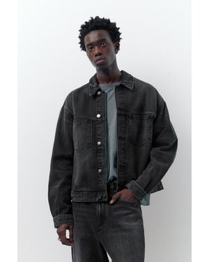 Pull&Bear Denim Trucker Jacket - Black