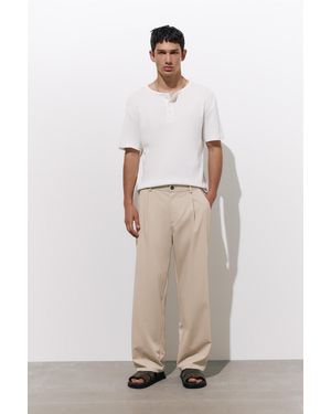 Pull&Bear Tailored Fit Wide-Leg Trousers - Black