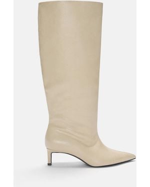 Pull&Bear High-Heel Knee-High Boots With Pointed Toe - White