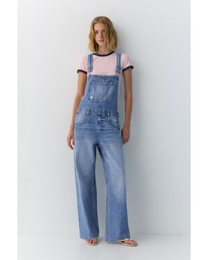 Pull&Bear Long Denim Overalls - Blue