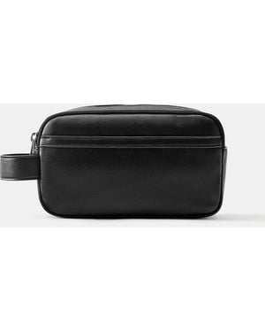 Pull&Bear Suede Wash Bag With Handle - Black
