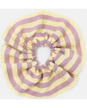Pull&Bear Striped Scrunchie - White