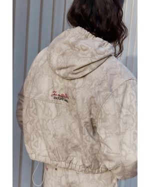 Pull&Bear Hooded Snakeskin Print Jacket - Grey