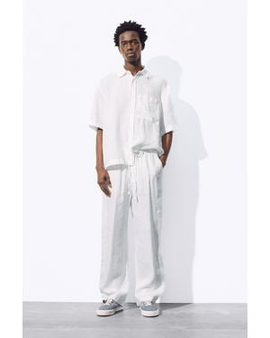Pull&Bear 100% Linen Jogger Trousers - Blue