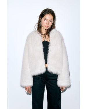 Pull&Bear Faux Fur Jacket - White