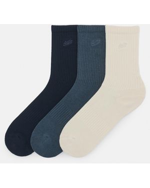 Pull&Bear Pack Of 3 Pairs Of Stwd Socks - Blue