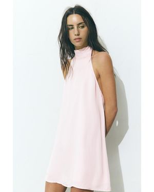 Pull&Bear Short Satin Halter Dress - White