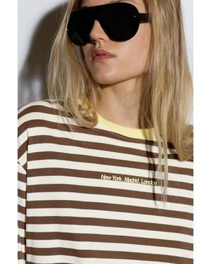 Pull&Bear Oversize Striped T-Shirt - Natural