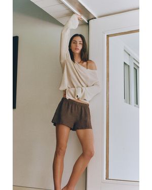 Pull&Bear 100% Linen Shorts - Natural