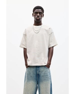 Pull&Bear Striped Boxy Fit T-Shirt - White