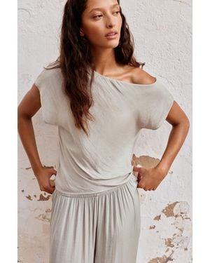 Pull&Bear Satin Asymmetric Top - Grey