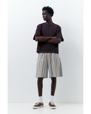 Pull&Bear Linen Blend Jogger Bermuda Shorts - Multicolour