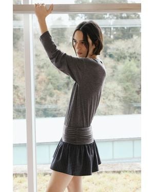 Pull&Bear Combined Checked Short Dress - Grey