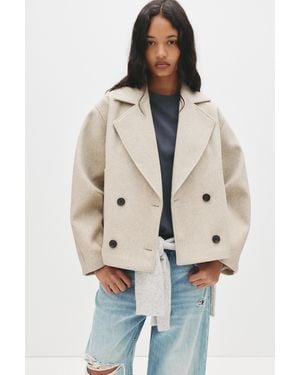 Pull&Bear Short Cloth Coat - Natural