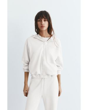 Pull&Bear Soft Touch Hooded Sweatshirt - White