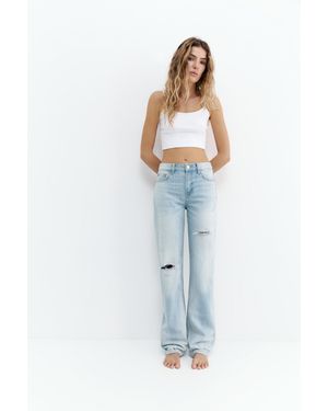 Pull&Bear Mid-Waist Straight-Leg Jeans - Blue