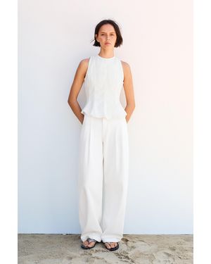 Pull&Bear Denim-Top Mit Schößchen - Weiß