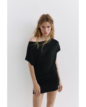 Pull&Bear Short Asymmetric Dress - Black