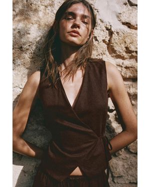 Pull&Bear Rustikale Leinenweste - Braun