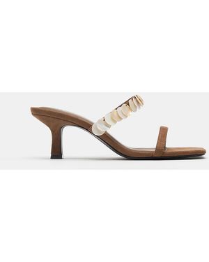 Pull&Bear Absatzsandalen Mit Perlen - Weiß