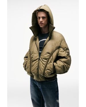 Pull&Bear Lueder Mixed Puffer Jacket - Green