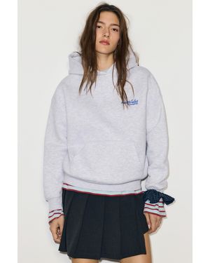 Pull&Bear Hoodie With Star And Slogan Print - White