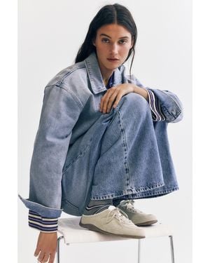 Pull&Bear Leather Slingback Trainers - Blue