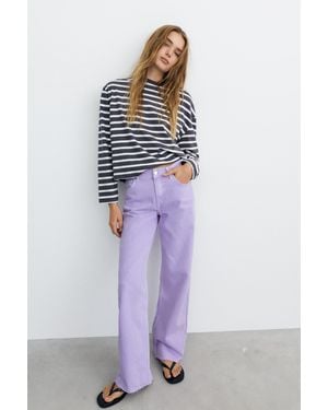 Pull&Bear High-Waist Wide-Leg Jeans - Purple