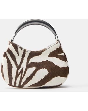 Pull&Bear Cowhide Leather Handbag - Blue