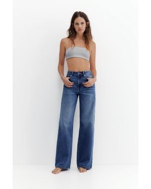 Pull&Bear High-Waist Wide-Leg Jeans - Blue