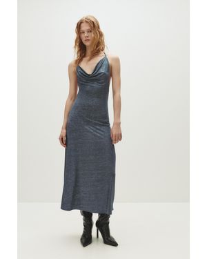 Pull&Bear Shimmery Draped Midi Dress - Blue