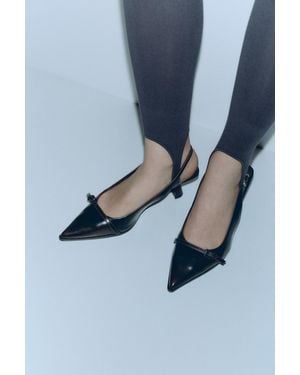 Pull&Bear Suede Canvas Buckle Heel Shoes - Red