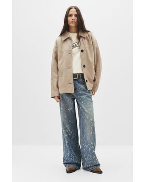 Pull&Bear Faux Suede Jacket - Blue