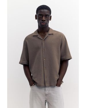 Pull&Bear Terrycloth Short Sleeve Shirt - Brown