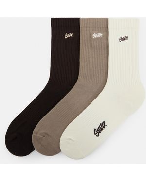 Pull&Bear Pack Of 3 Pairs Of Stwd Socks - White