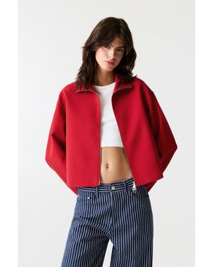 Pull&Bear Lightweight Fabric Jacket With Zip - Red