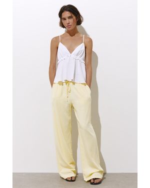 Pull&Bear Flowy Trousers With Linen - White