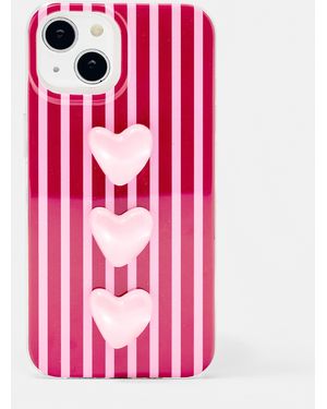 Pull&Bear Striped Heart Iphone Case - Pink