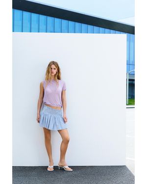 Pull&Bear Striped Linen Blend Mini Skirt - Blue