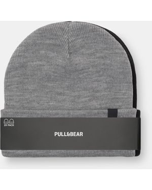 Pull&Bear Pack Of 2 Beanies - Grey