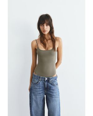 Pull&Bear Polyamide Bodysuit With Thin Straps - Blue