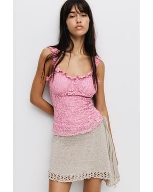 Pull&Bear Lace Strappy Top - Pink