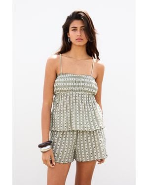 Pull&Bear Cutwork Top With Ties - Multicolour